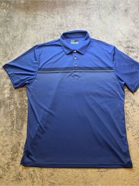 PGA Tour Royal Blue Men's Performance Polo with Chest Stripe